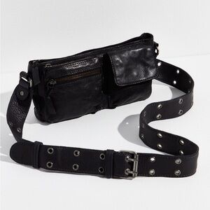 Free People Black Leather Crossbody Bag